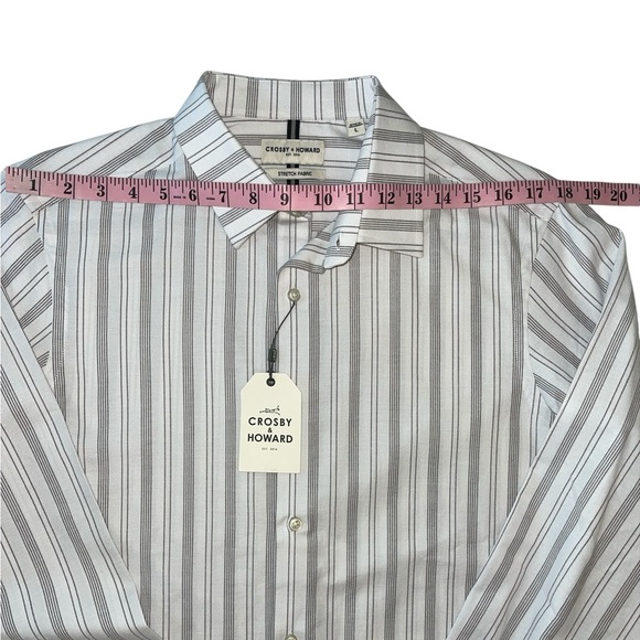 Crosby & Howard Button Down Shirt White & Gray Striped Size Large - Picture 9 of 13
